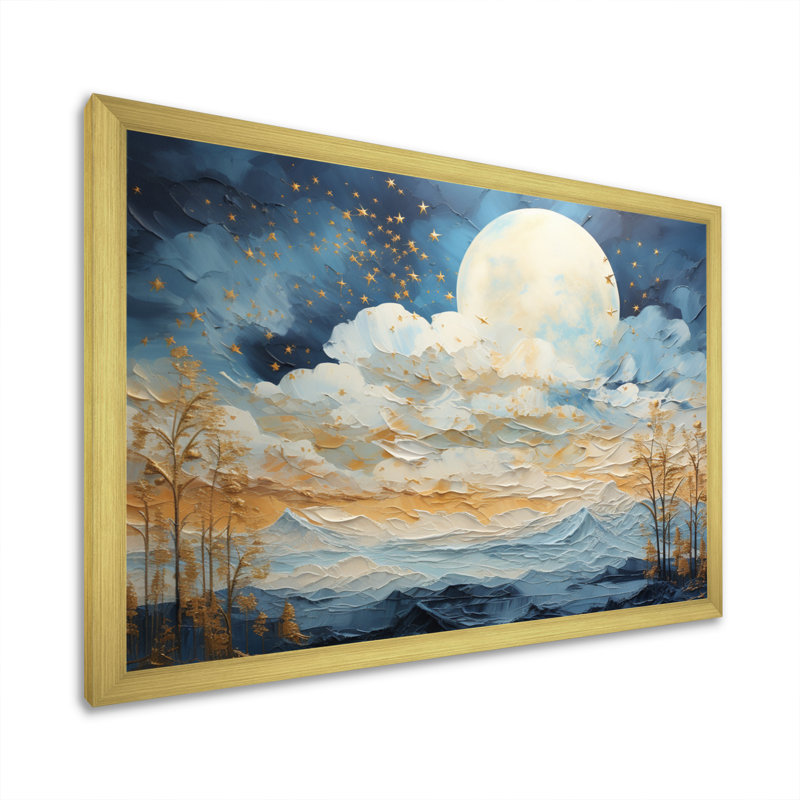 " Clouds Celestial Wisp Patchwork ", 16" H x 32" W x 1" D, Gold Picture Framed