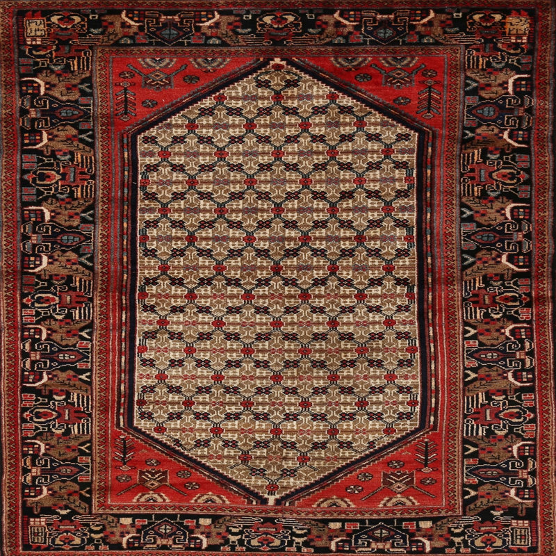 Tapis rouge à motif sud-ouest, Carré 6 pi