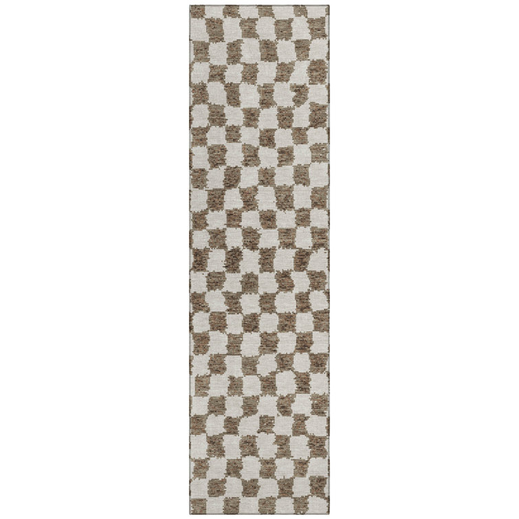 Machine Washable Indoor/Outdoor Xhevrie Brown Rug