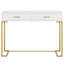 Bureau d'ordinateur avec 2 tiroirs, bureau de bureau moderne, table d'écriture compacte, bureau de coiffeuse pour chambre à coucher, bureau ou petits espaces, structure en métal, style minimaliste