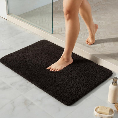 Bathroom Rug, Ultra Soft Bath Rugs Non Slip Washable, Super Absorbent Quick Dry Bath Mat with Rubber Backing for Bathroom Floor, Shower, or Sink, Black 20" x 30"