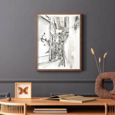 «Europe Street Sketches I», reproduction encadrée - bois massif