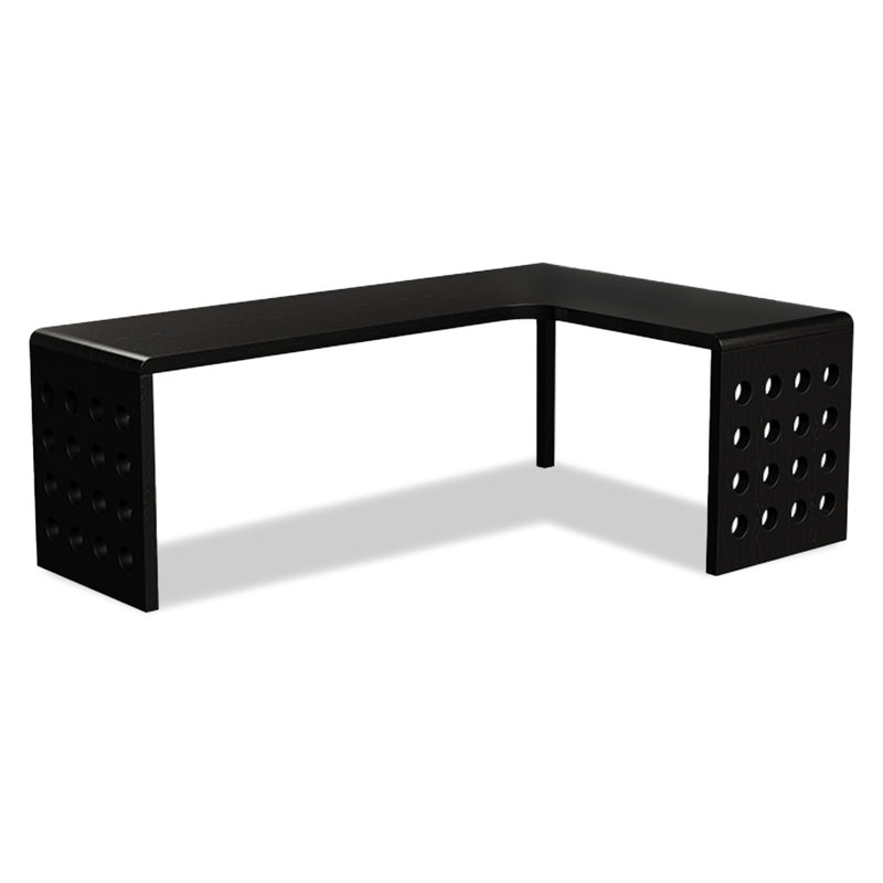 Bureau en L noir en bois massif, H 29,53 po x l 55,12 po x P 47,24 po