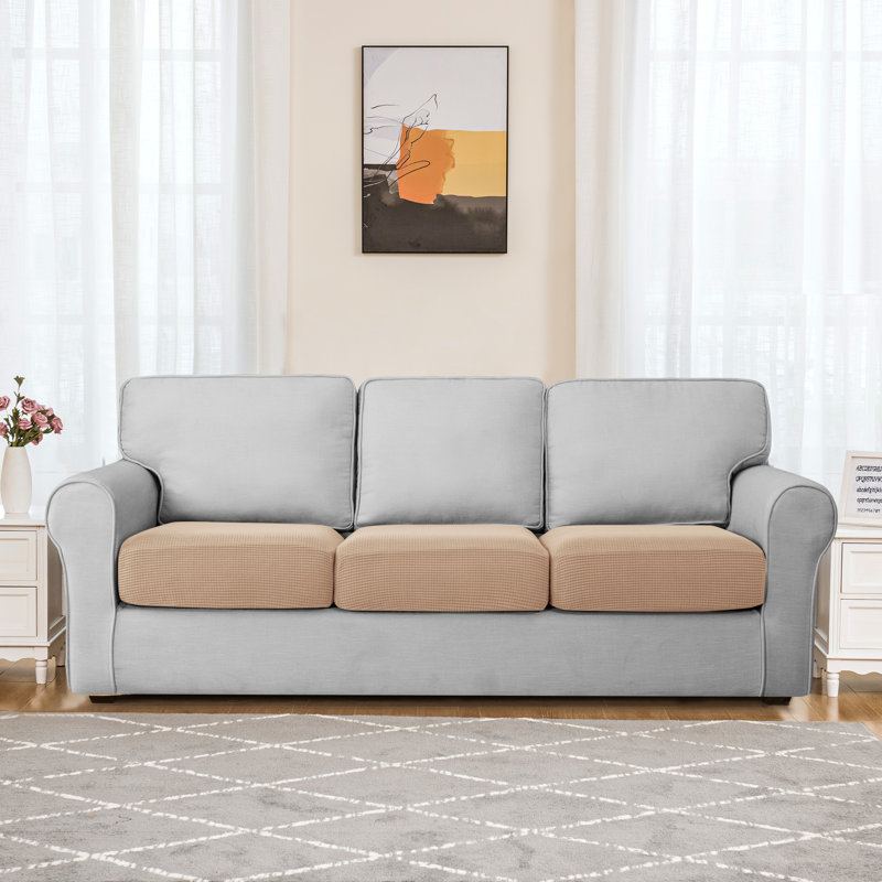 Housse pour canapé à coussins carrés Allington, Mélange de polyester brun clair