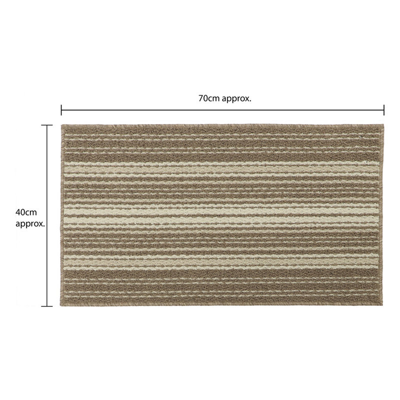 Non-Slip Striped Indoor Doormat, Rectangle W40 x L70 cm, Caramel
