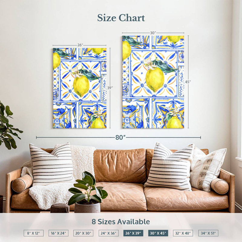 Yarlin Lemon Pattern Tiles, 39" H x 26" W