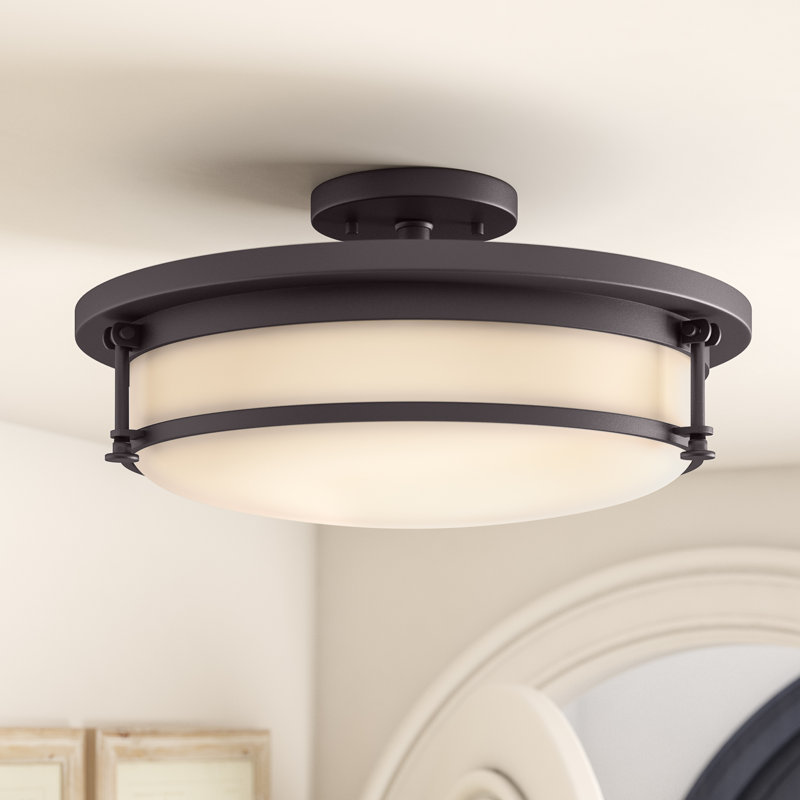 Glass Semi Flush Mount, Western Bronze