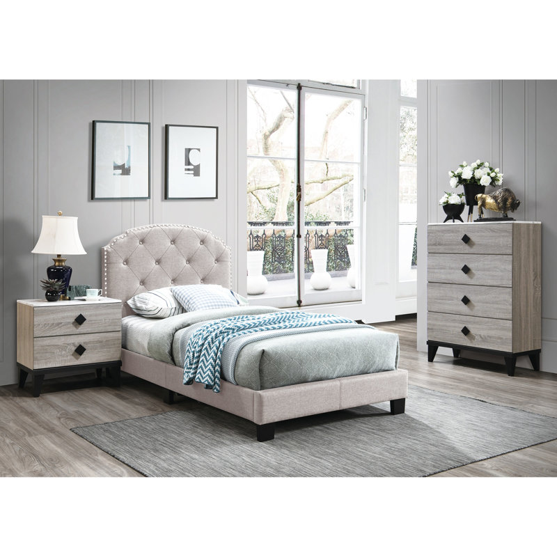 Cadre de lit simple de taille européenne avec toile de jute brune, tête de lit et pieds de support en toile de jute, pour chambre à coucher