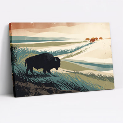 Art mural sur toile, silhouette de bison