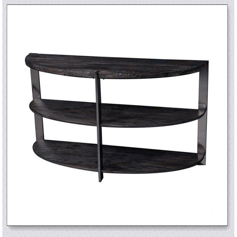 Kalne Console Table Half Moon Shape with 2 Open Shelves