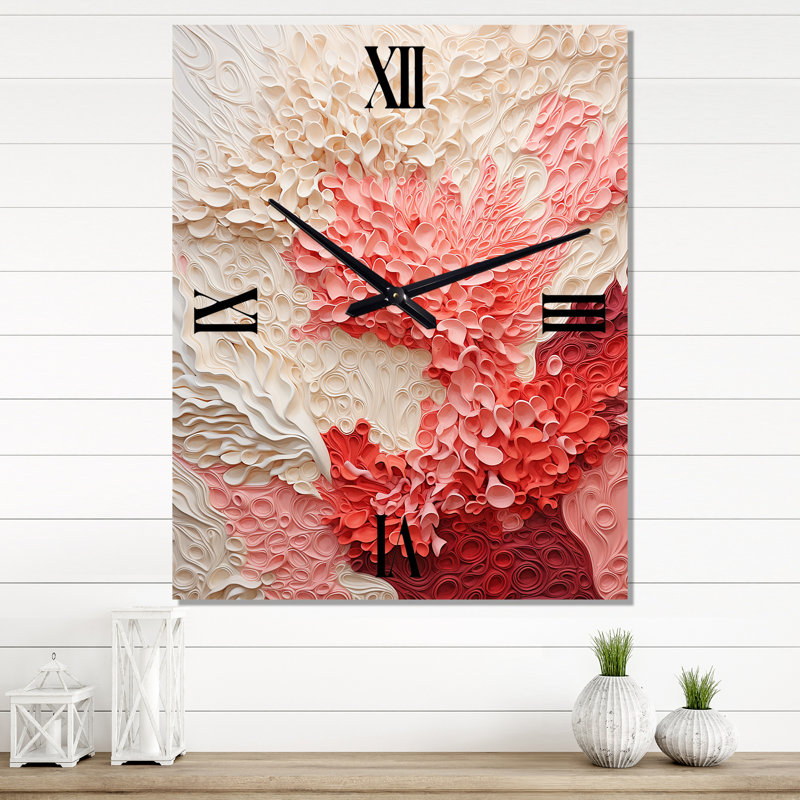 Breniyah - Horloge murale corail surdimensionnée, Petit