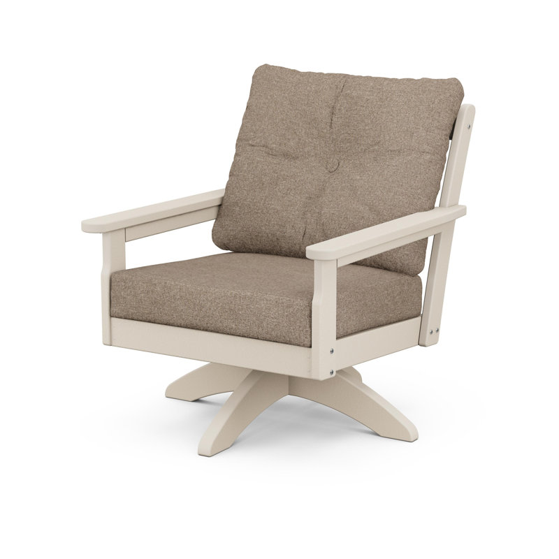 Chaise pivotante à assise profonde Lakeside Vineyard, Toile de jute épices, Sable