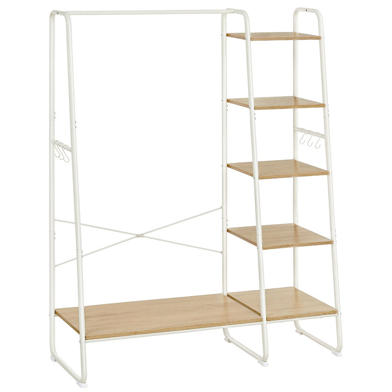 Annastassia 120cm Clothing Rack, Oak Colored White