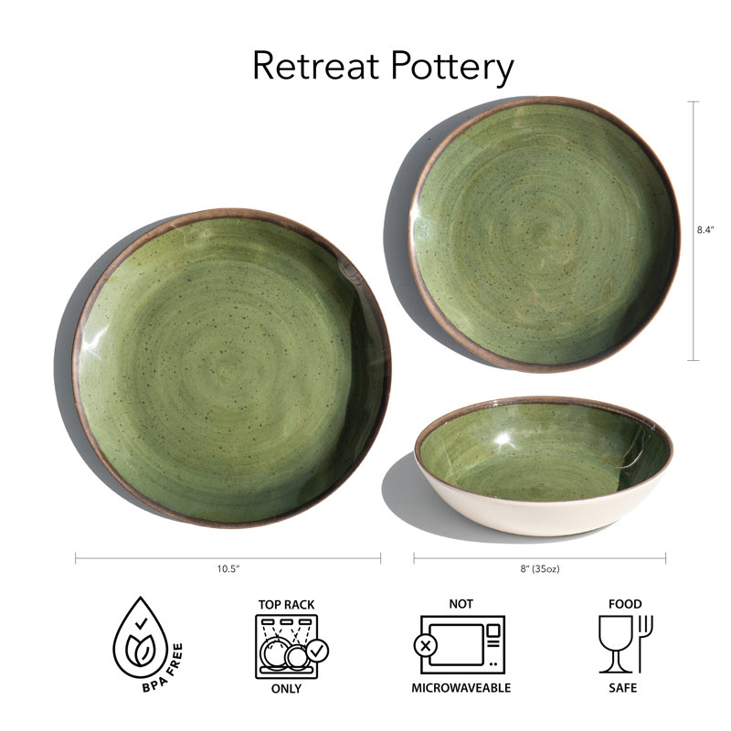 Assiette à salade en mélamine Retreat Pottery NewWave - vert - 8,4 po