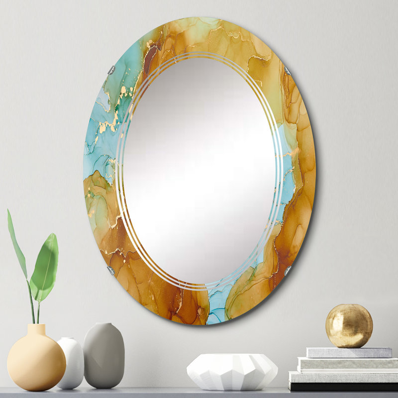 Miroir mural moderne et abstrait brun, 30 po x 20 po