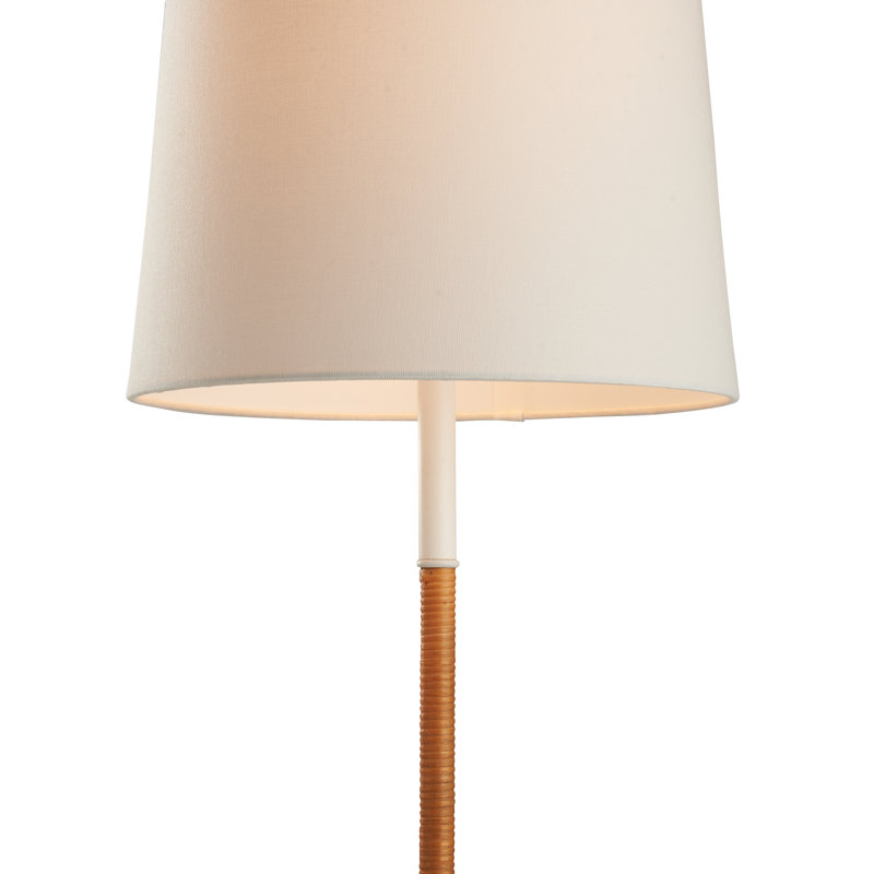 Amelia Rattan Lamp - Aged Brass, White/Brown