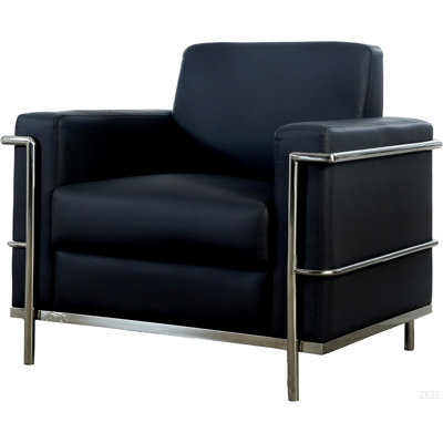 Fauteuil de direction en similicuir Executive, fauteuil de salon rembourré en métal chromé
