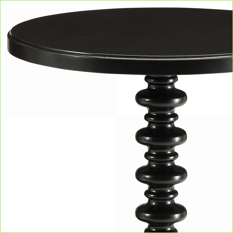 Table basse ronde en bois noir avec base piédestal sans tablier, compacte pour le salon, Noir