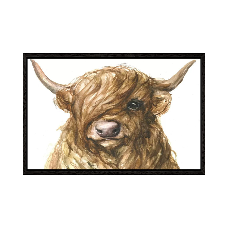 Highland Cow - Painting on Canvas, 66.04cm H x 101.6cm W x 3.81cm D, Black Framed