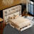 Pine Wood Platform Bed with 2 Nightstands, Storage Shelf, Bookcase, 3 Drawers, Charging Stations-484083246