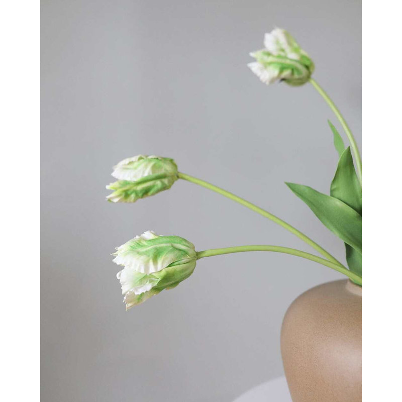 Real Touch Lemon Parrot Tulip 27", White
