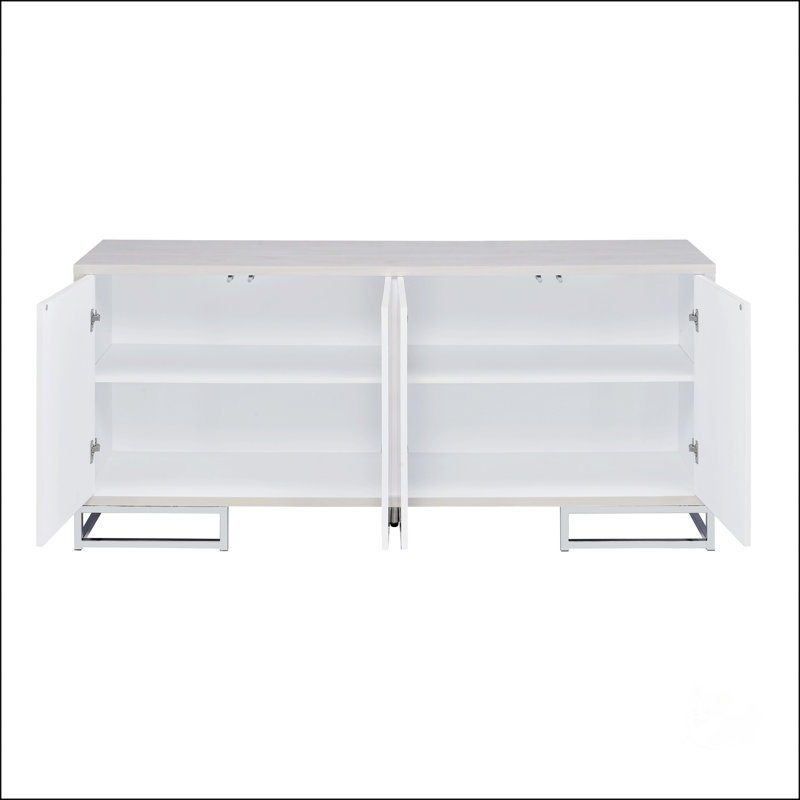 Paavan Marble Paint Finish Console Cabinet With Spacious Storage And Modern Aesthetic