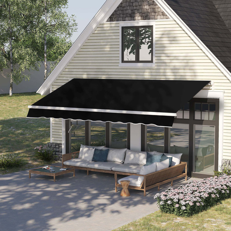 Versatile Retractable Patio Awning for Sun and Shade Protection, Black