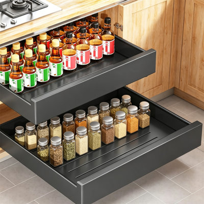Drawer Style Cabinet Manager, Fully Extended Heavy-Duty Sliding Drawer With Nano Adhesive, Used As A Rolling Rack Sliding Cabinet For Storage In Kitchens, Bathrooms, Pantries, And Sinks