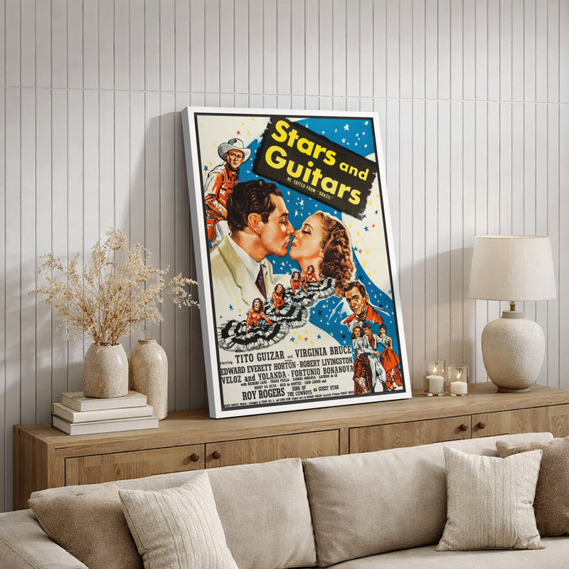 «Classic Western Romance», affiche de film, photos de guitare et d'étoiles, H 24 po x l 16 po x P 1,5 po
