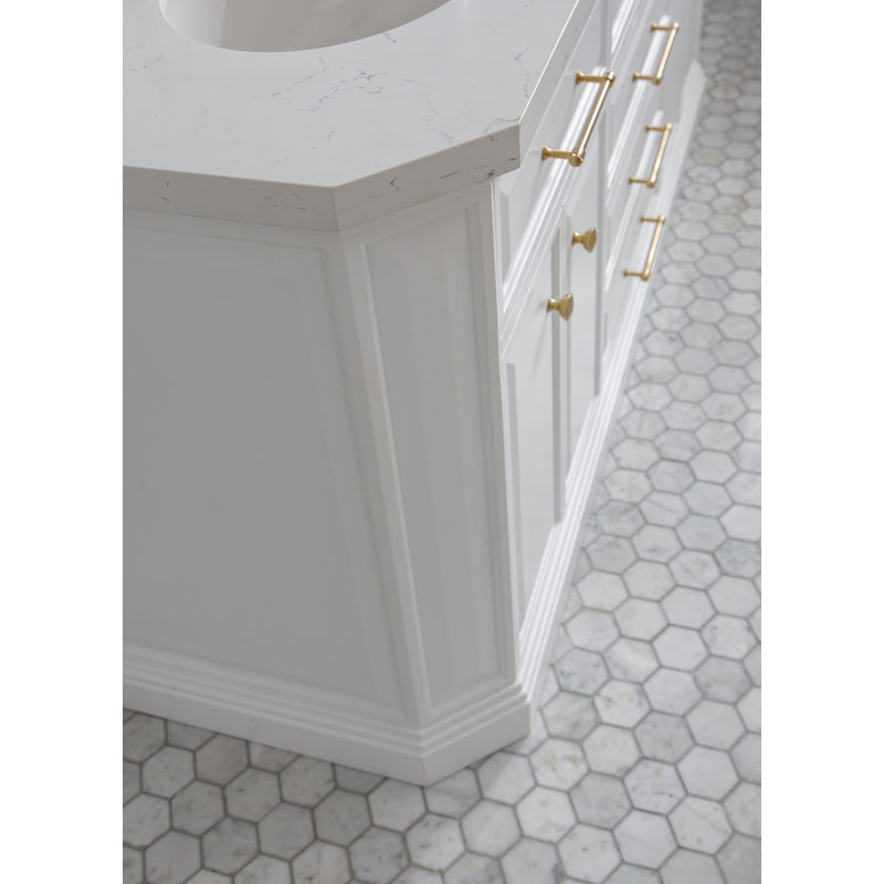 Palace 72'' W Double Vanity, Pure White, Satin Brass