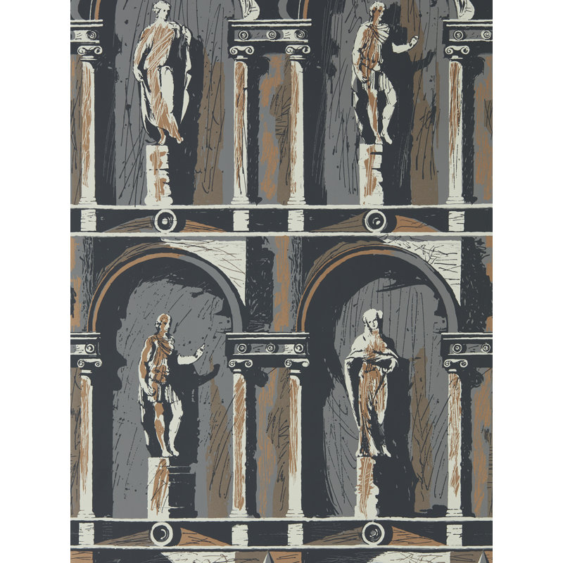 Montacute Wallpaper, City Gray/Bone Black