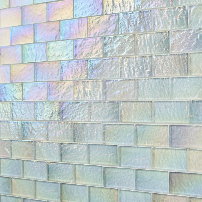 Splash Glacier White 2X4 Polished Glass Mosaic Tile