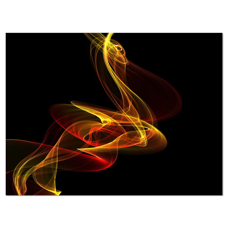 «Red Yellow Tw torsed Waves Fractal», impression sur toile tendue, H 28 po x l 60 po