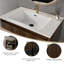 Ensemble de meuble-lavabo simple autoportant avec lavabo en résine à surface solide intégré, portes d'armoire cannelées et pieds en métal-469353316-469353319