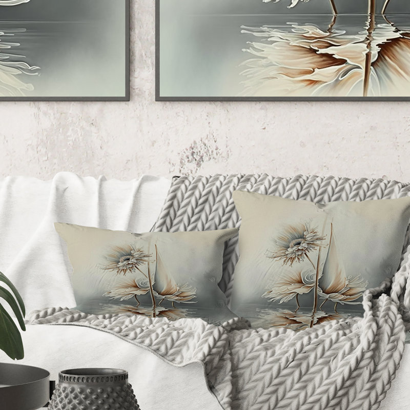 Coussin décoratif blanc Gerbera
