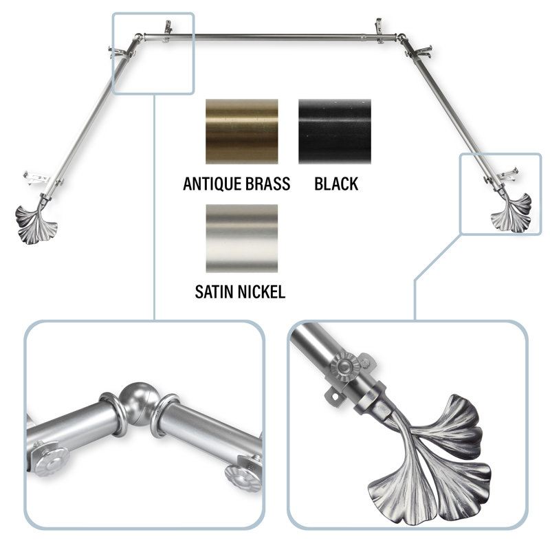 Tringle à rideaux simple Dayana, 78'' - 144'', Nickel satiné
