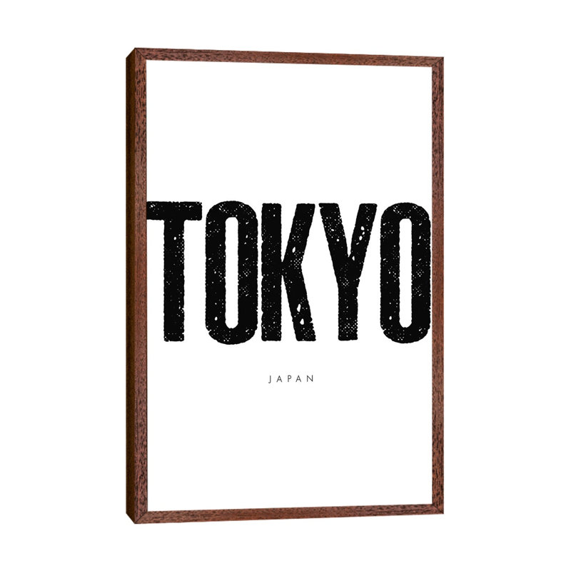 Tokyo Japan by Mirano - Print on Canvas, 66.04cm H x 45.72cm W x 3.81cm D, Classic Brown Wood Framed