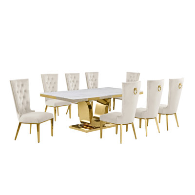 Bankhead Marble Top Pedestal Dining Set