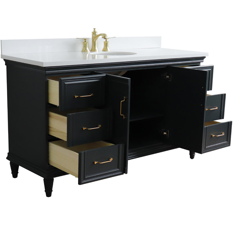 Meuble-lavabo simple de 61 po Batilde, Gris foncé