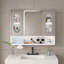 Armoire de salle de bain murale à miroir avec lumières DEL, anti-buée et anti-déflagrant, armoire à pharmacie tactile, éclairage 3 couleurs, désembueur, rangement avec verre transparent
