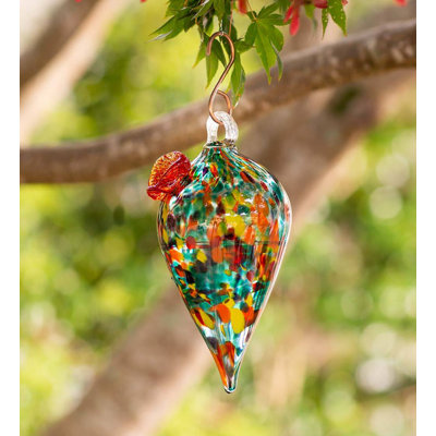 Leedell Glass Hanging Hummingbird Feeder