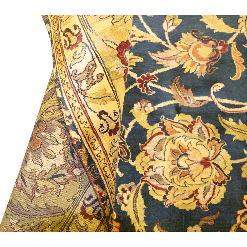 High-Quality Hand-Knotted Black And Gold Area Rug