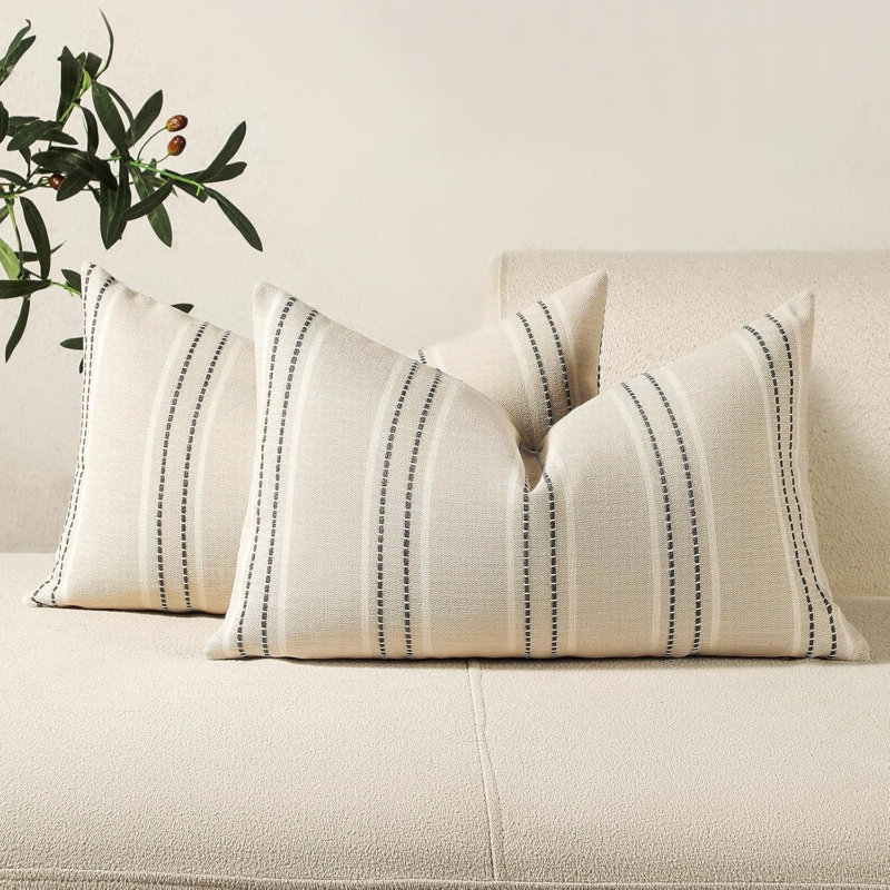Hand Made Throw Pillow Covers 12X20 Set Of 2 , Grey