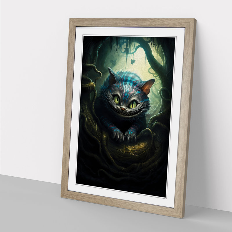 Cheshire Cat Symbolism - Framed Print, Oak Framed, 46cm H x 34cm W x 2cm D