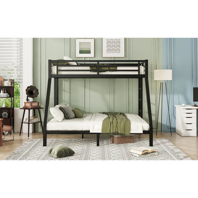 Metal Twin XL over Queen Bunk Bed for Teens and Adults,Space-Saving/Noise Reduced/No Box Spring Needed,Black