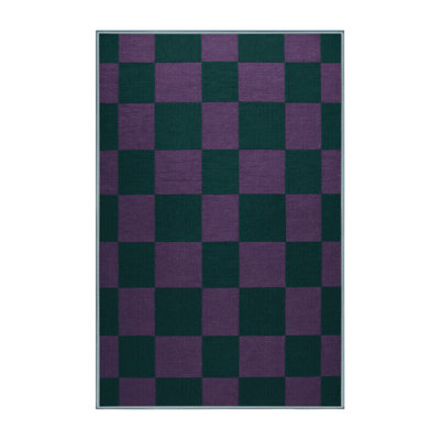 Machine Washable Checkered Blue Area Rug