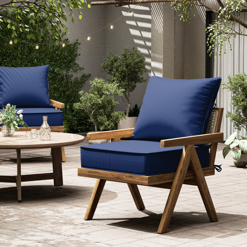 Outdoor Deep Seating Cushion Set Indoor And Outdoor Seat / Back Cushion, Blue, 24" W x 24" D
