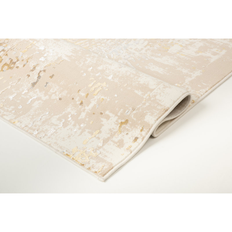 Tapis abstrait crème, Rectangle 5 pi 3 po x 7 pi 3 po