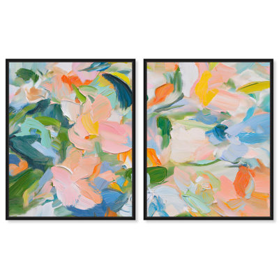 Chromatic Layers Canvas Set of 2 Textured Art Prints by Art Remedy