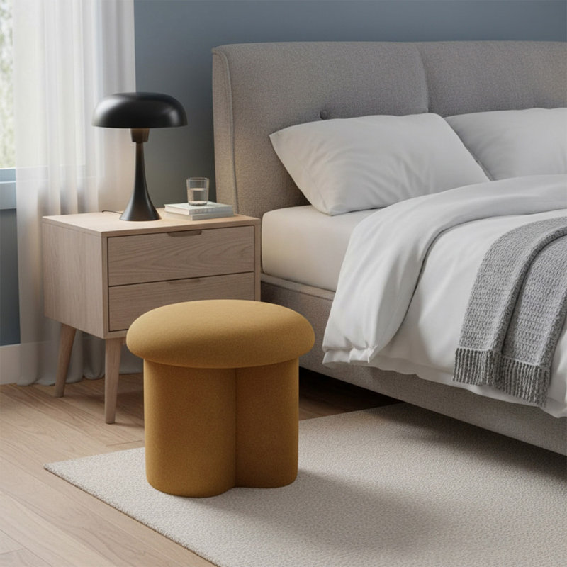 Modern Mushroom-Shaped Upholstered Footstool